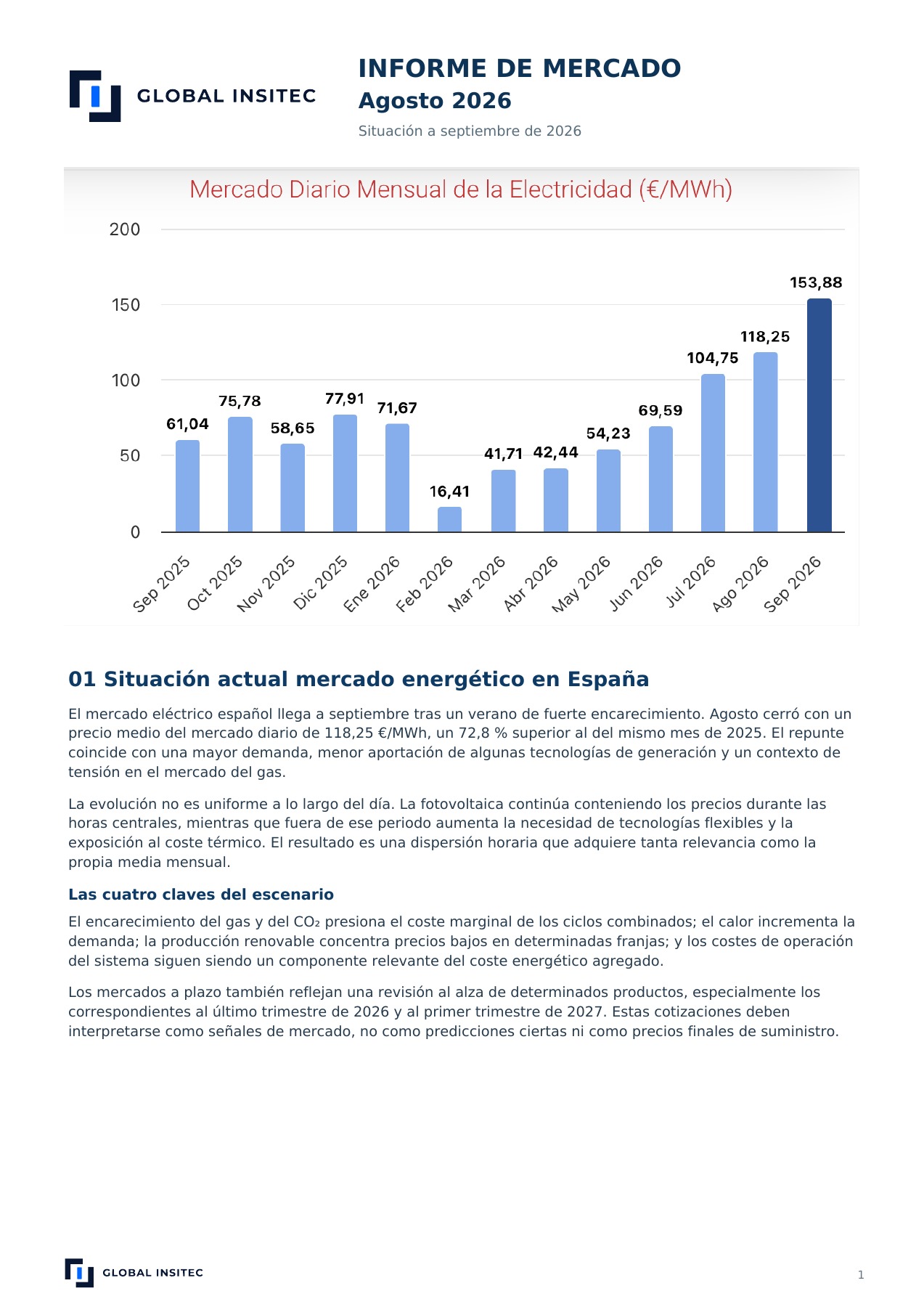 Página 1 del informe energético de agosto de 2026